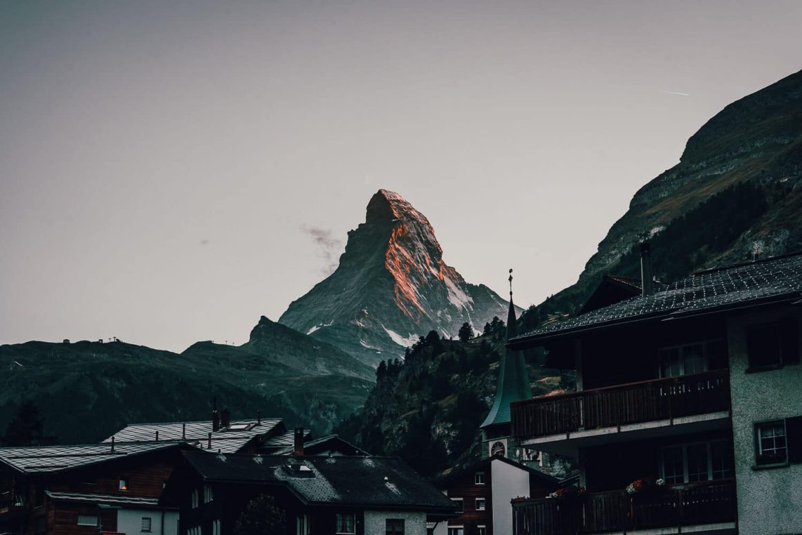 Top van Matterhorn in Zermatt dorp