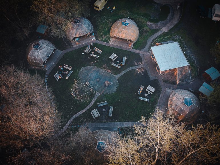 Drone foto van domicilie camping Buitenland
